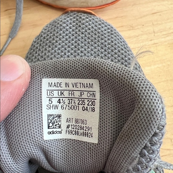 Adidas Kids Gray Sneakers with Pink and Green Accents - Picture 5 of 6